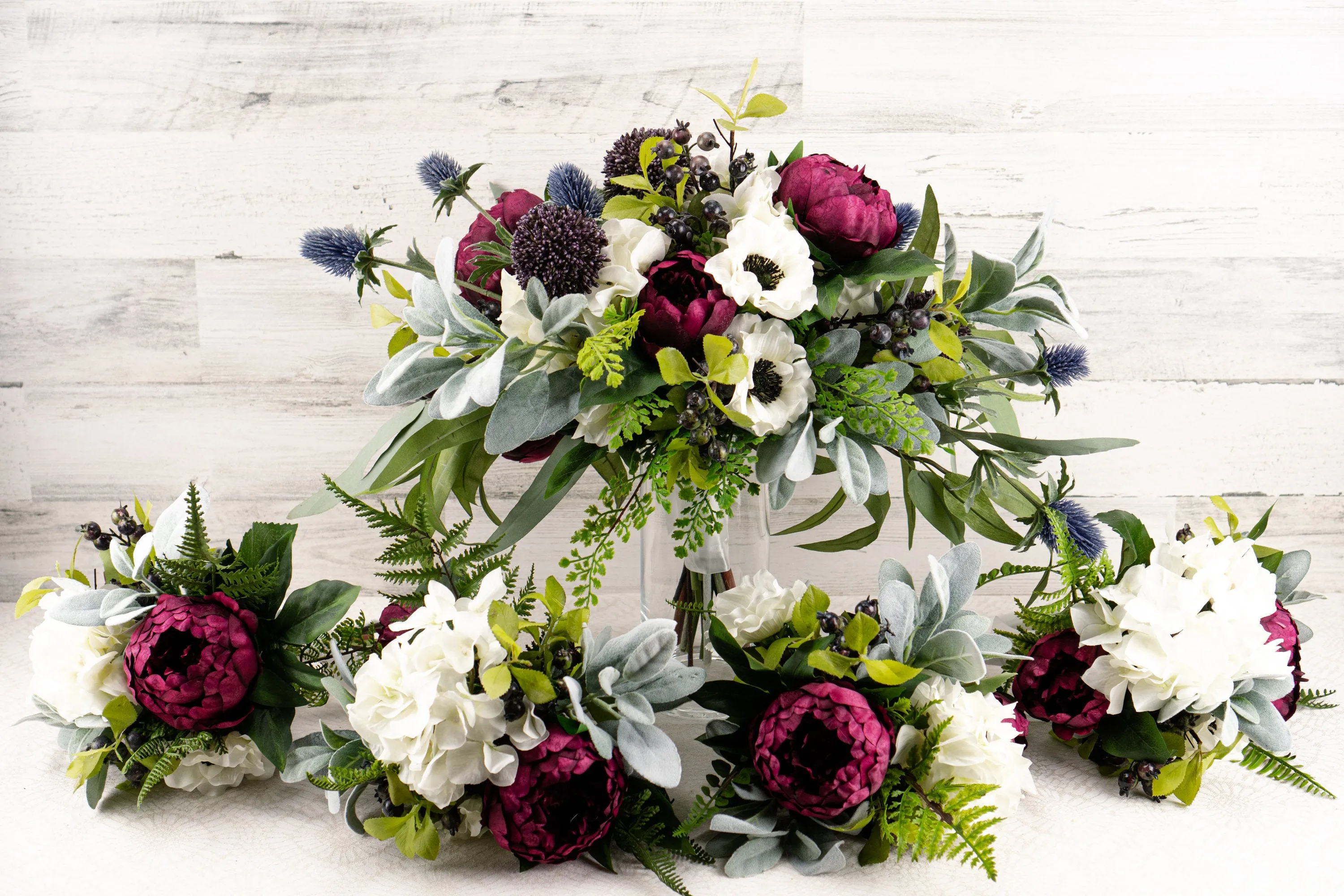 Burgundy and Blue Boho Bridal Bouquet