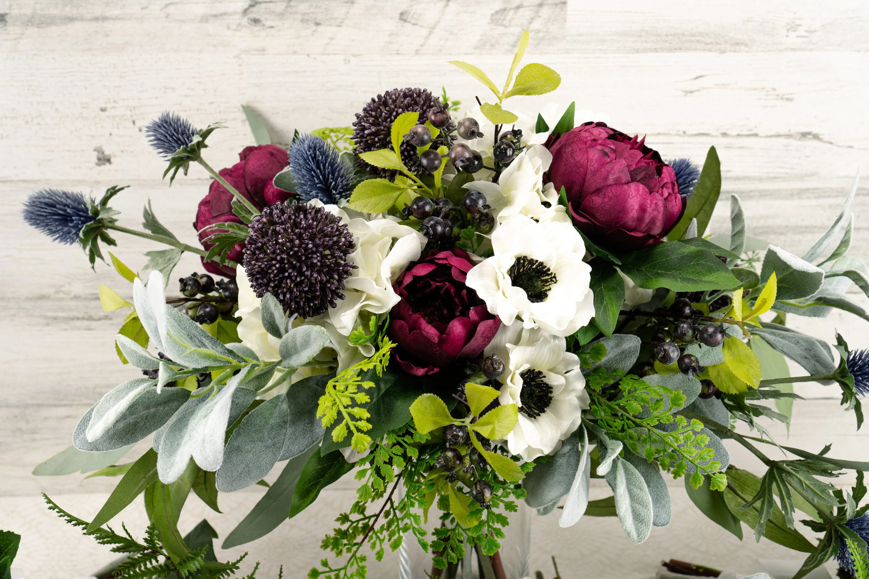 Burgundy and Blue Boho Bridal Bouquet