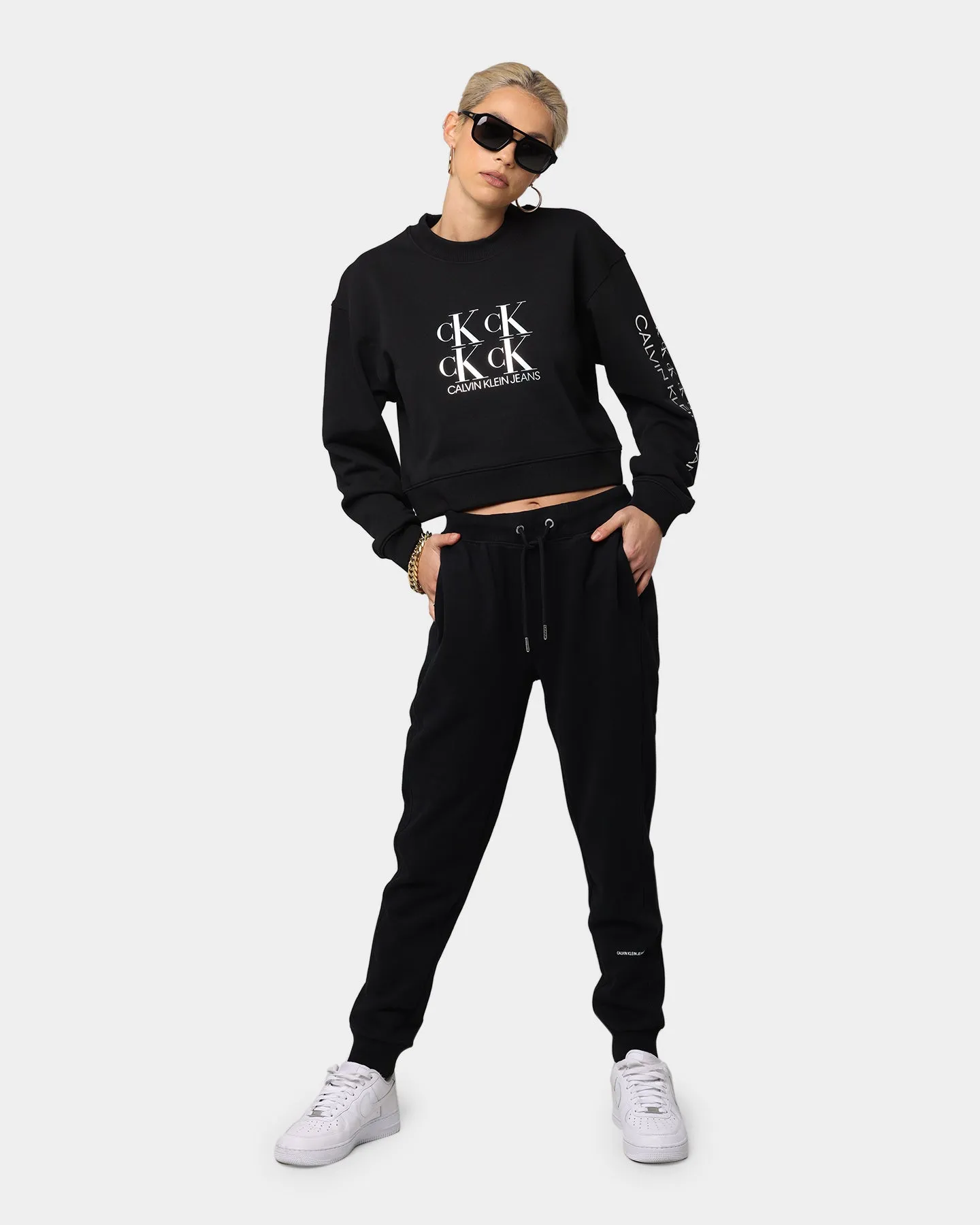 Calvin Klein Shine Logo Crew Neck Black