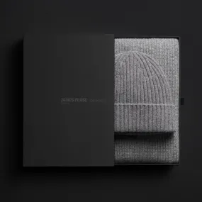 Cashmere Beanie & Scarf Gift Set - Grey Felt