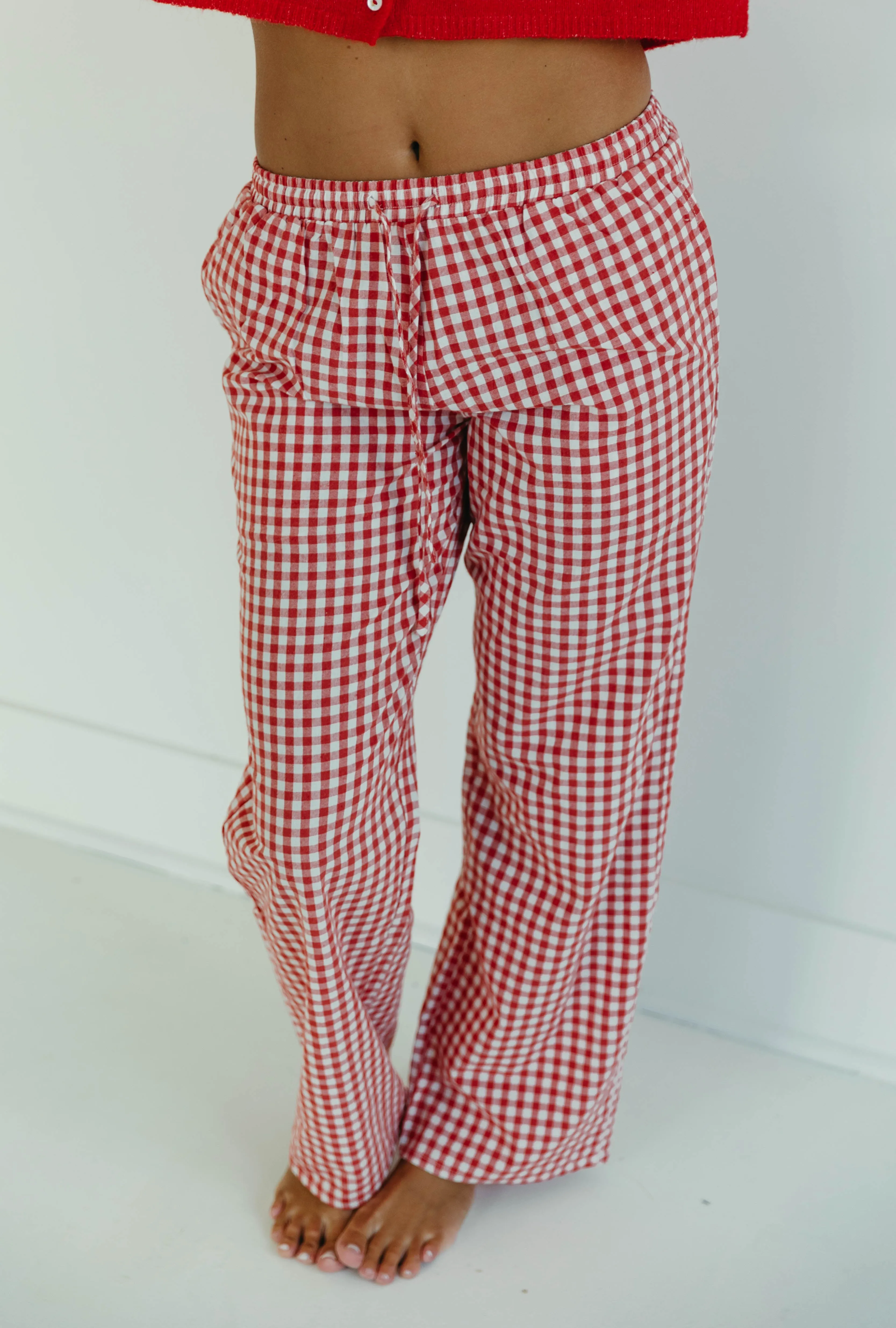 Catie Checkered Pants - Red