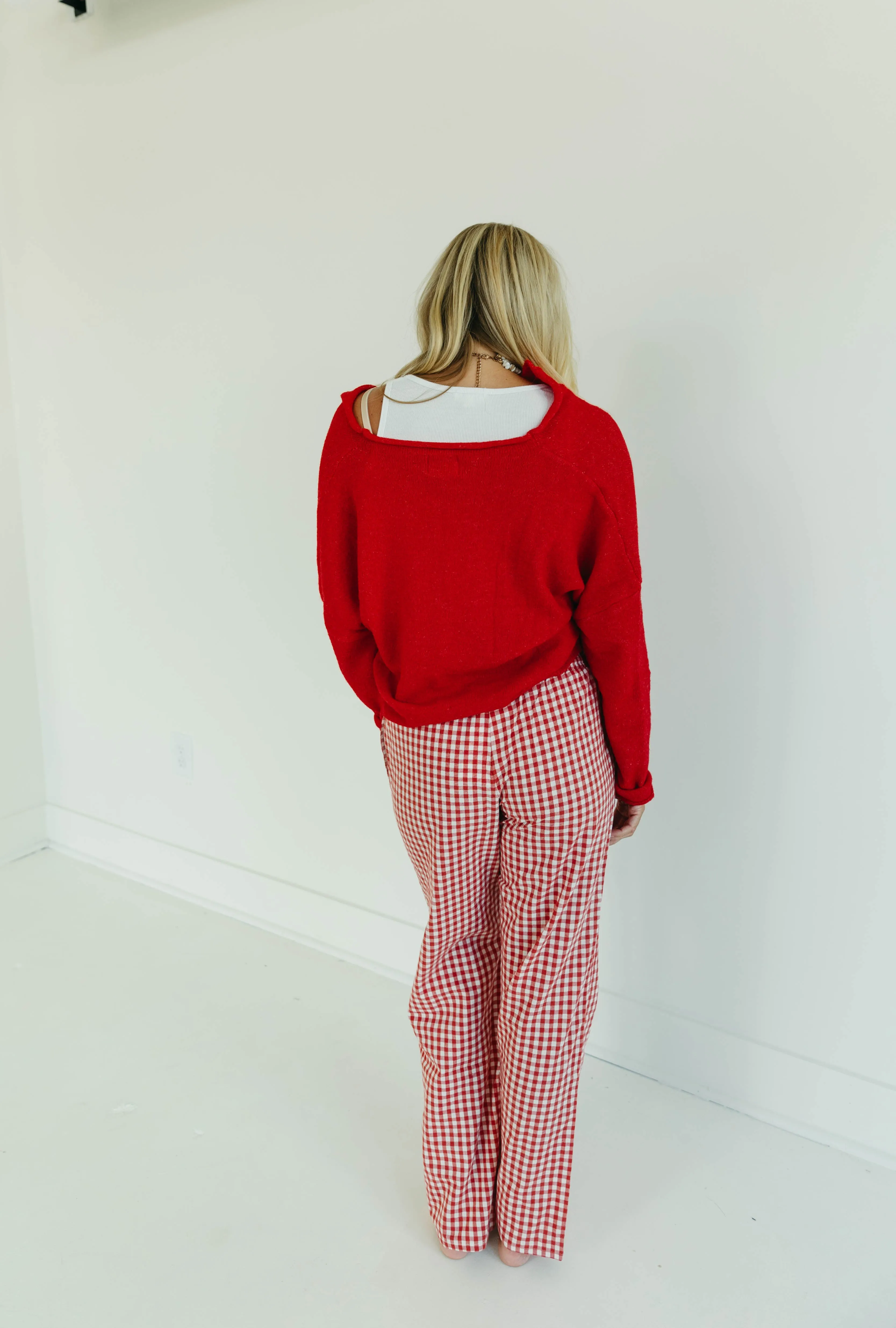 Catie Checkered Pants - Red