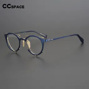 CCspace Unisex Full Rim Irregular Cat Eye Handcrafted Titanium Eyeglasses 55657