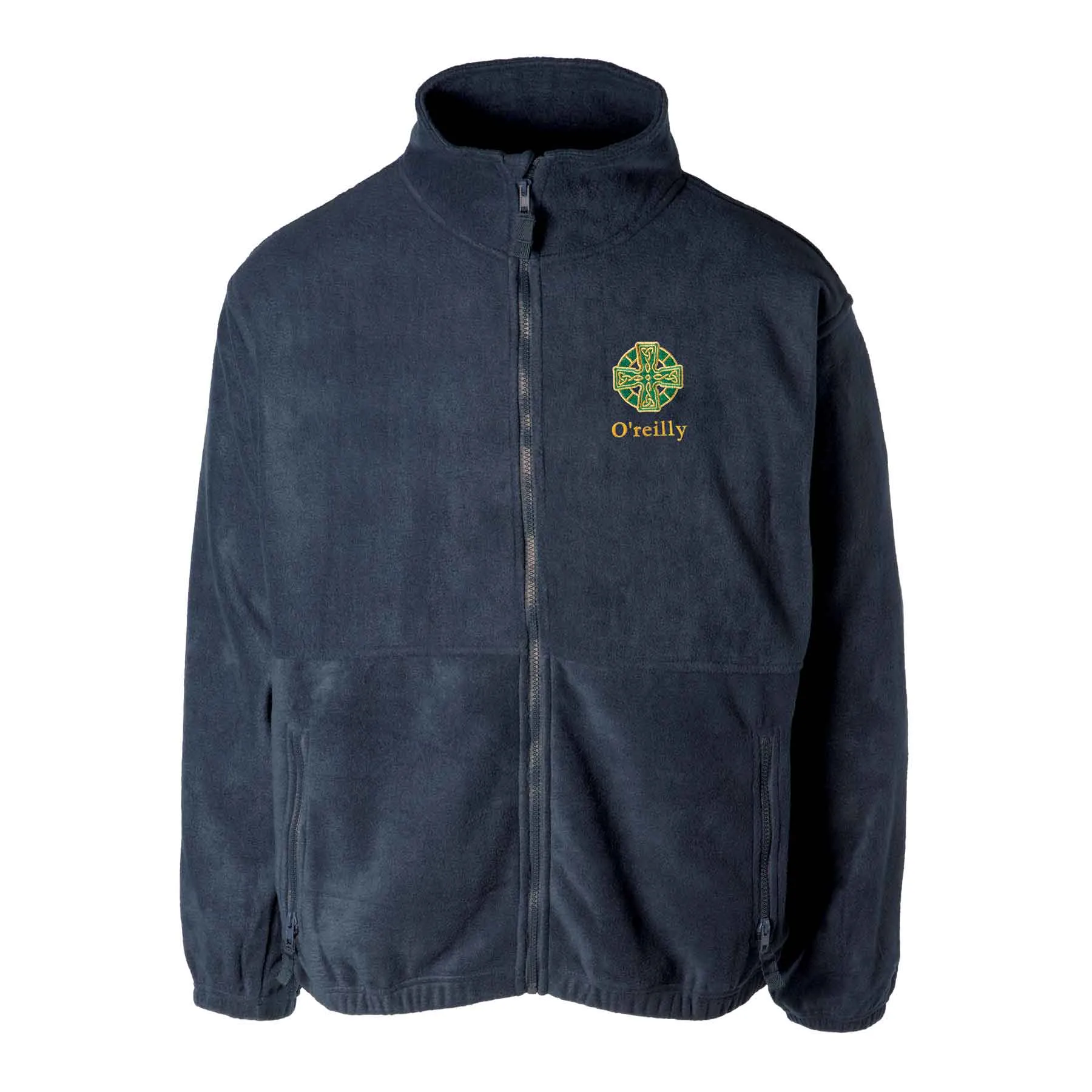 Celtic Cross Embroidered Personalized Fleece Full Zip- Navy