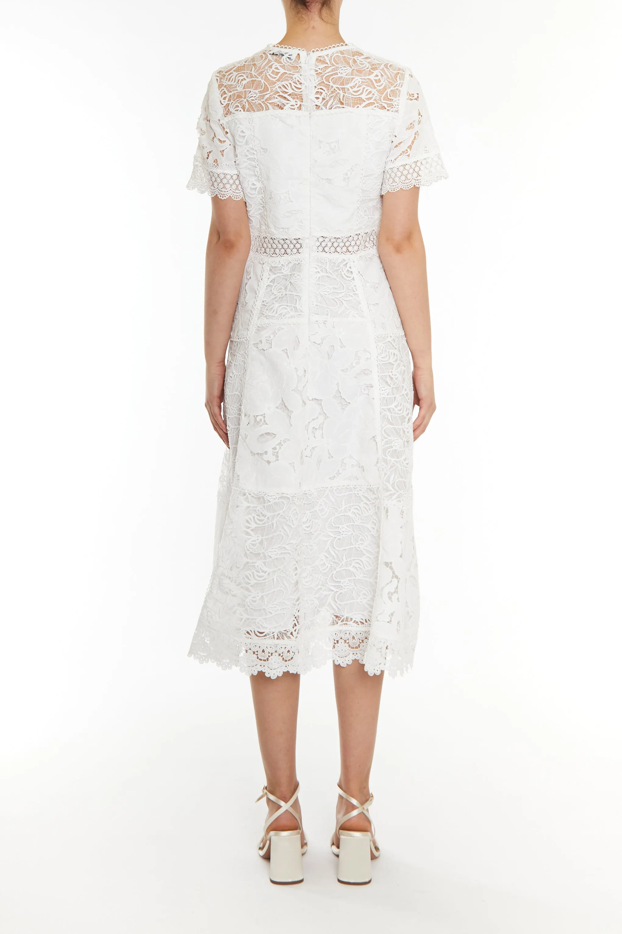 Charlie White Patchwork Lace A-line Midi Dress