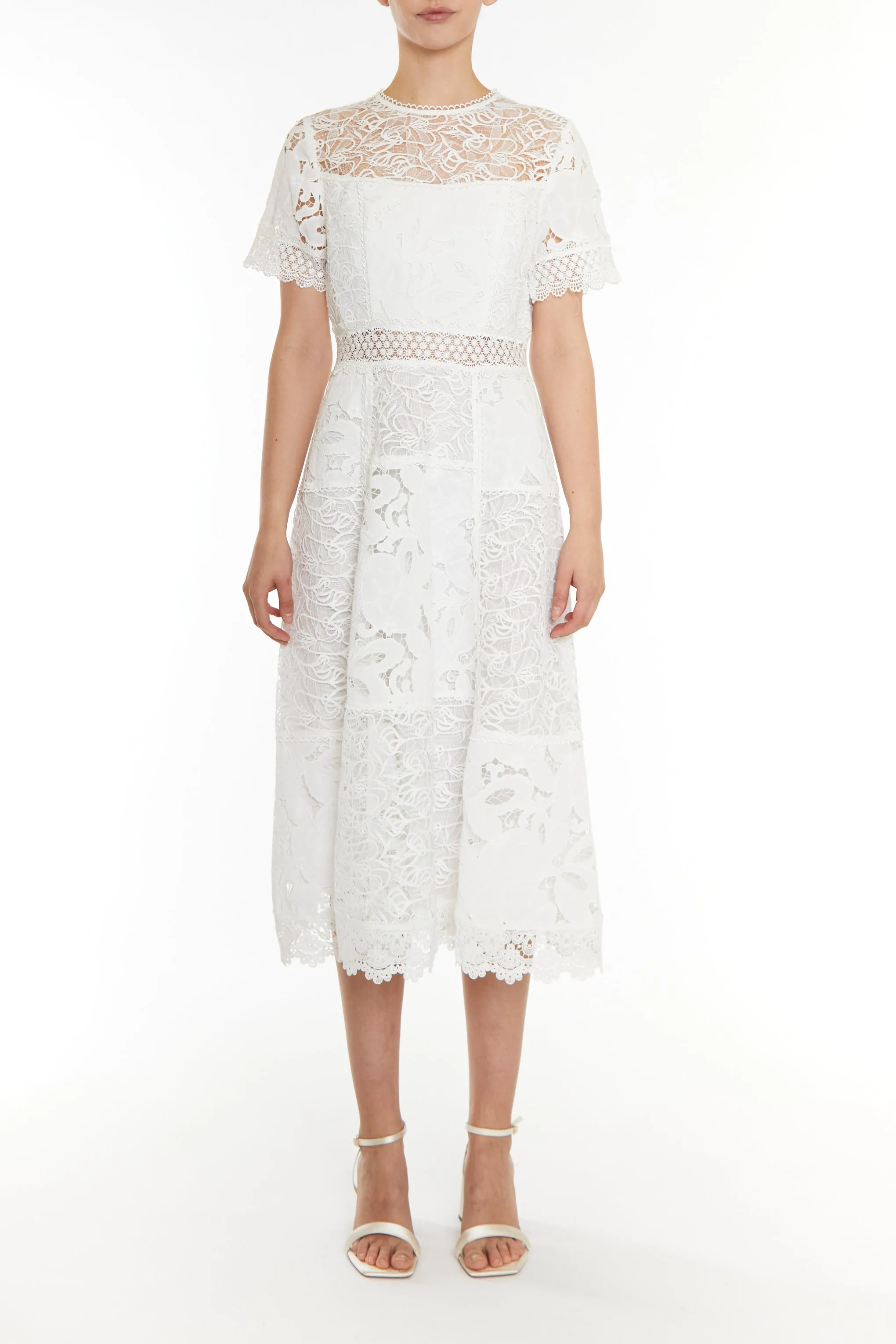 Charlie White Patchwork Lace A-line Midi Dress