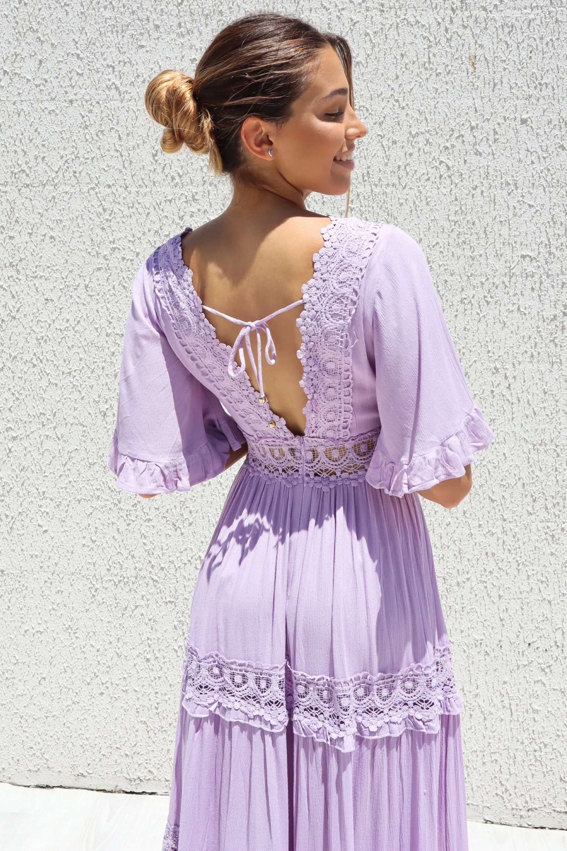 Charlotte Boho Maxi Dress - Lilac