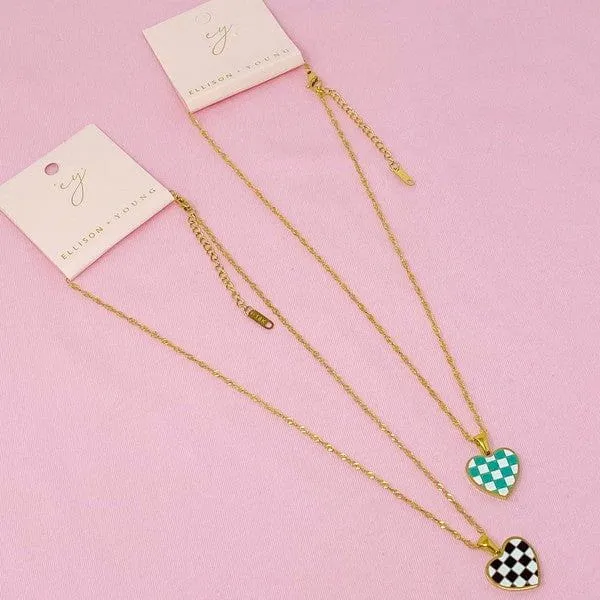 Checkered Heart Necklace