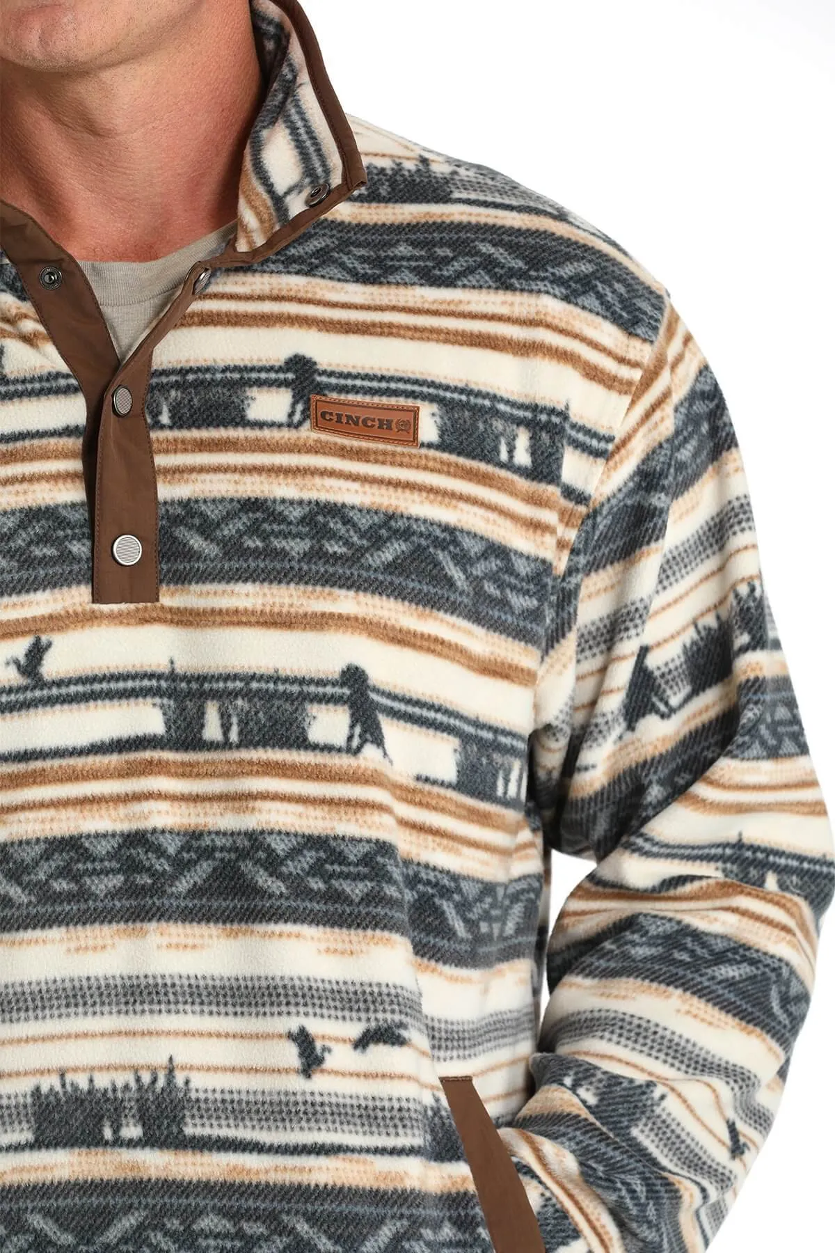 Cinch | Cream Print Fleece Pullover