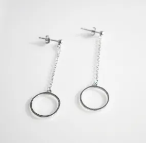 Circle Drop .925 Sterling Silver Earrings