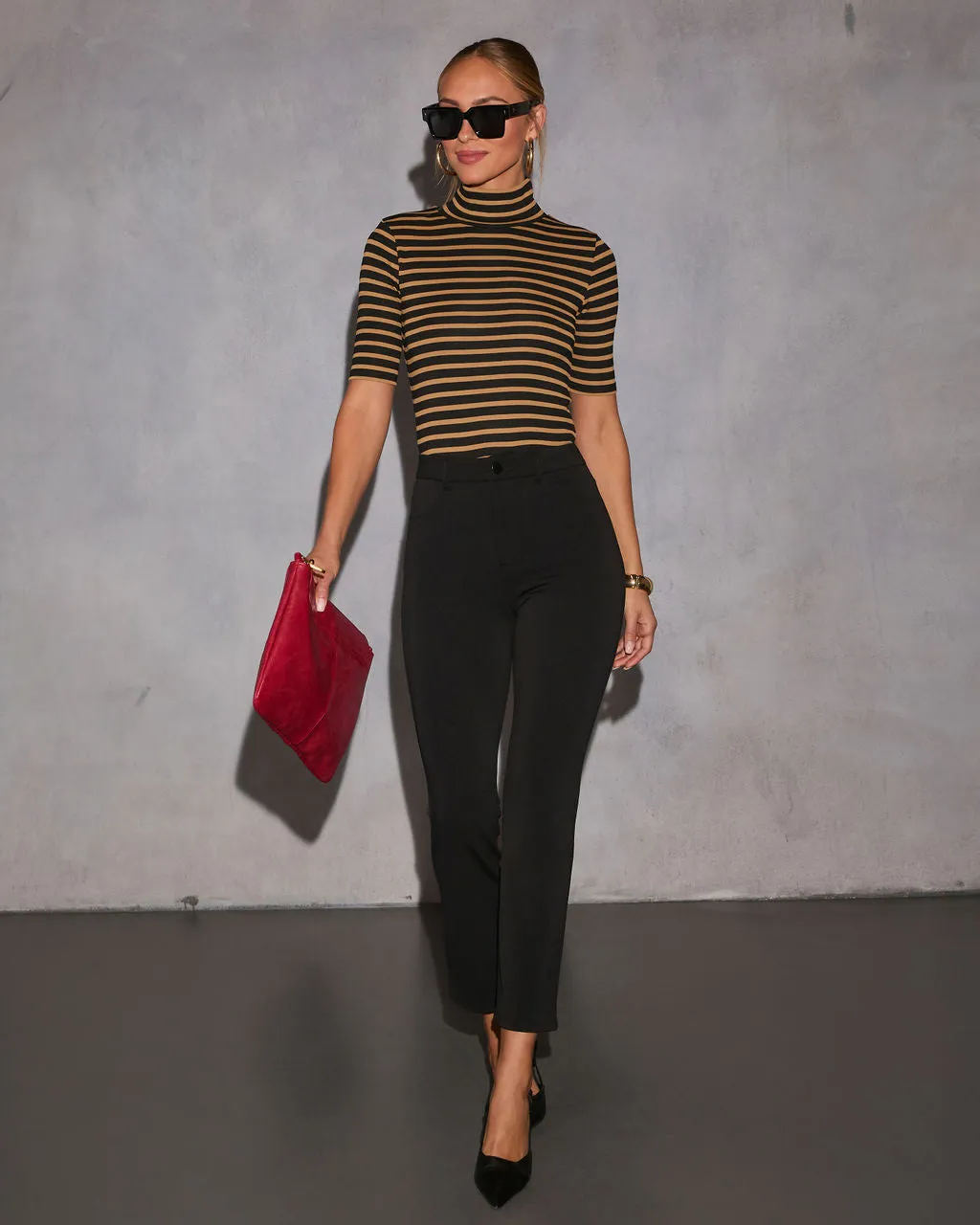 Classic Cascade Striped Turtleneck Top