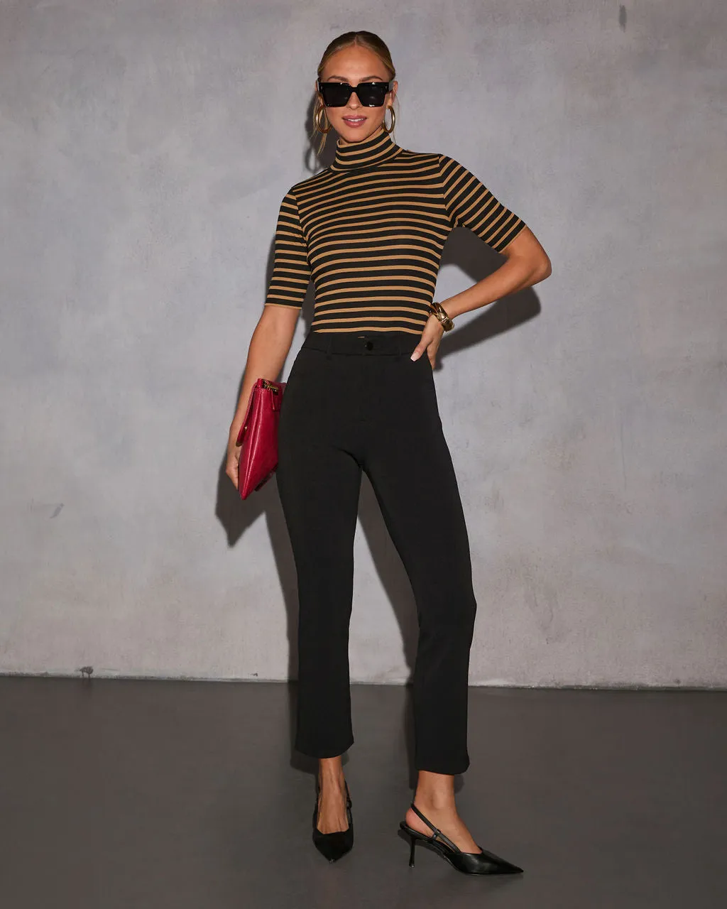 Classic Cascade Striped Turtleneck Top