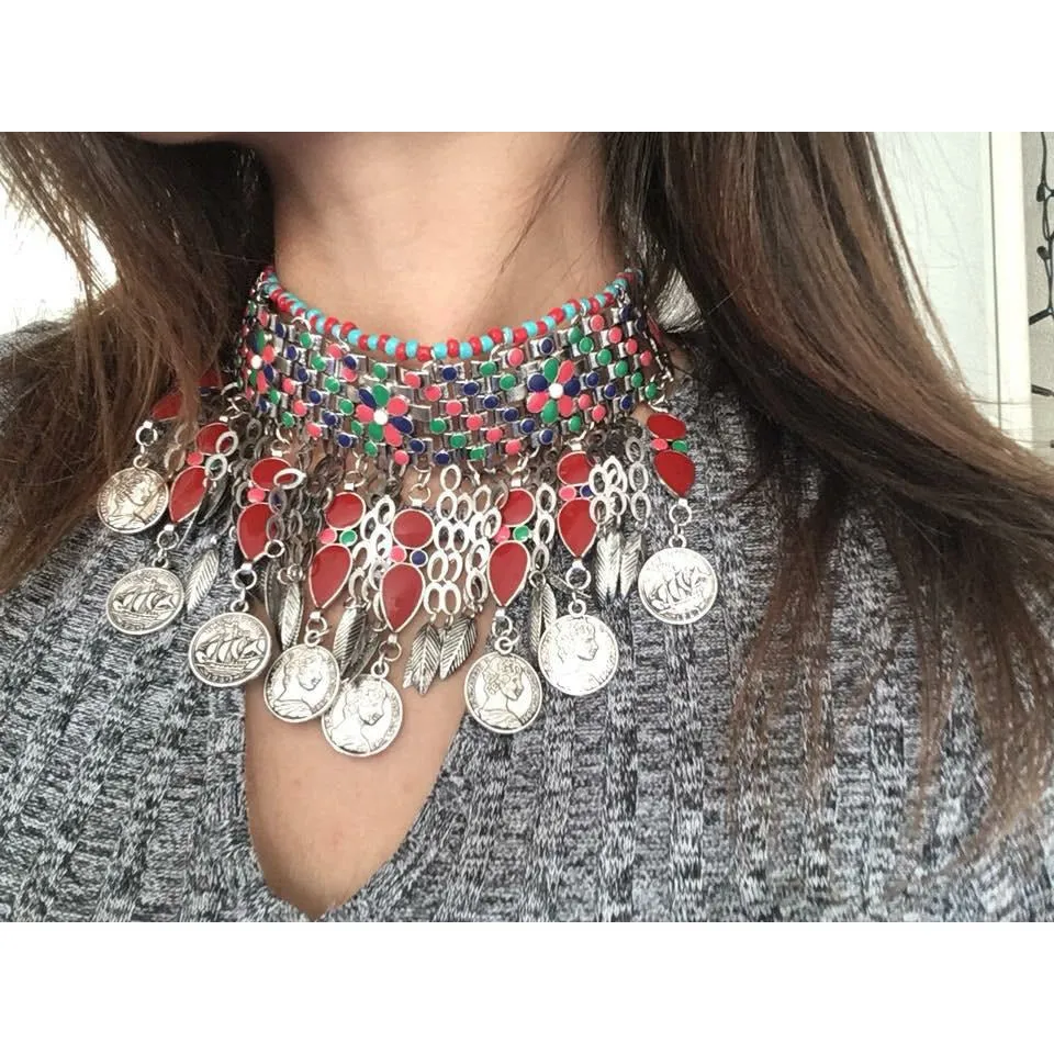 Cleopatra Coin Collar Necklace