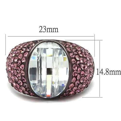 coffee Stainless Steel Ring AAA GRD CZ Clear TK1692DC for Women Style Dark