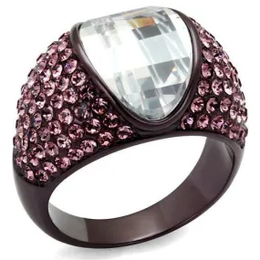 coffee Stainless Steel Ring AAA GRD CZ Clear TK1692DC for Women Style Dark