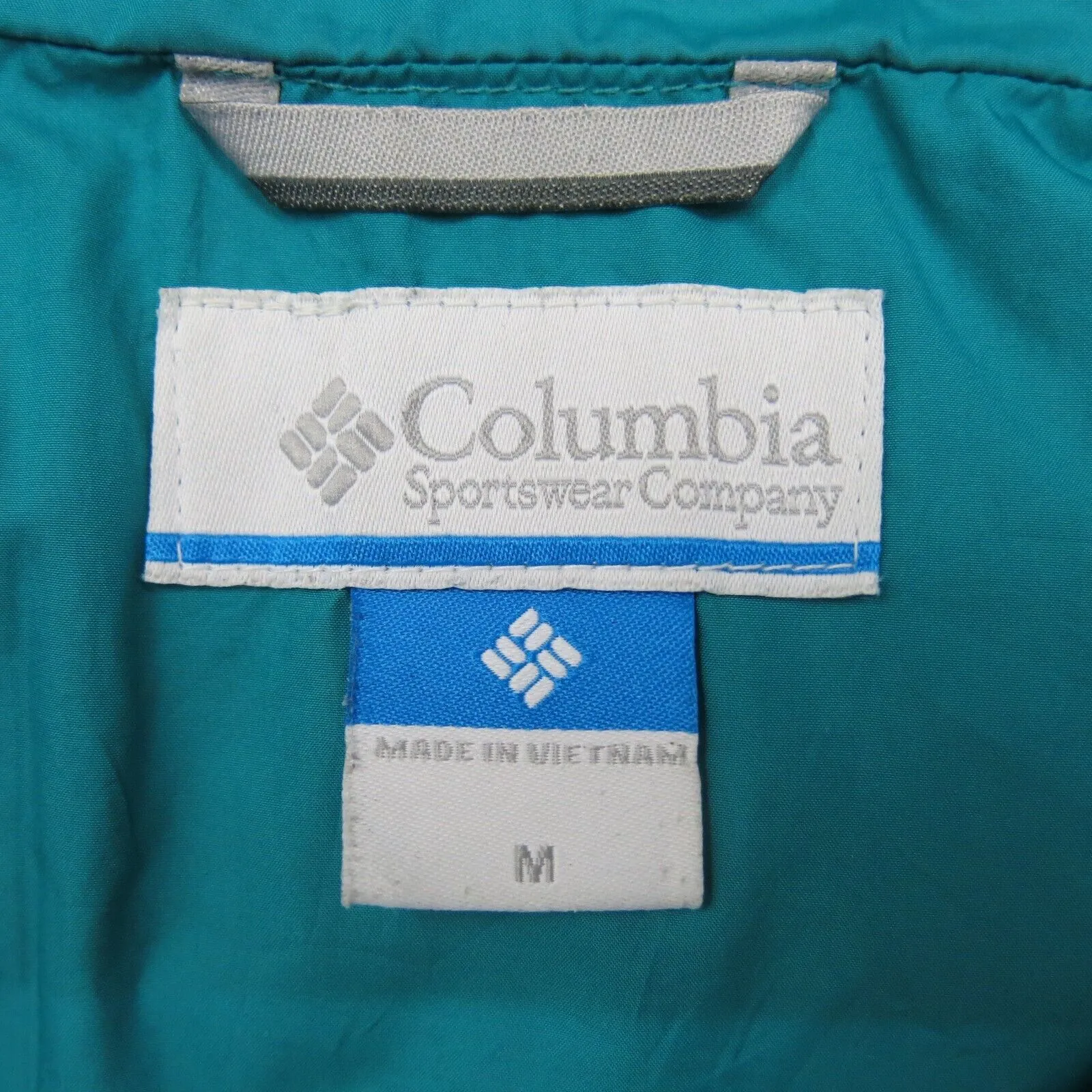 Columbia Womens Puffer Jacket Full Zip Up Mock Neck Long Sleeves Aqua Blue SZ M