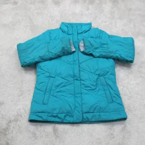 Columbia Womens Puffer Jacket Full Zip Up Mock Neck Long Sleeves Aqua Blue SZ M