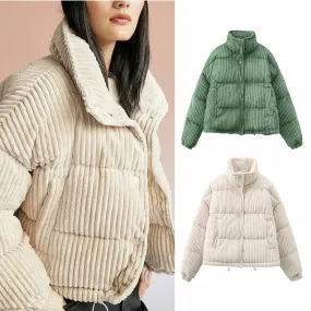 Corduroy Jacket Comfort Short Loose Cotton Puffer Jacket