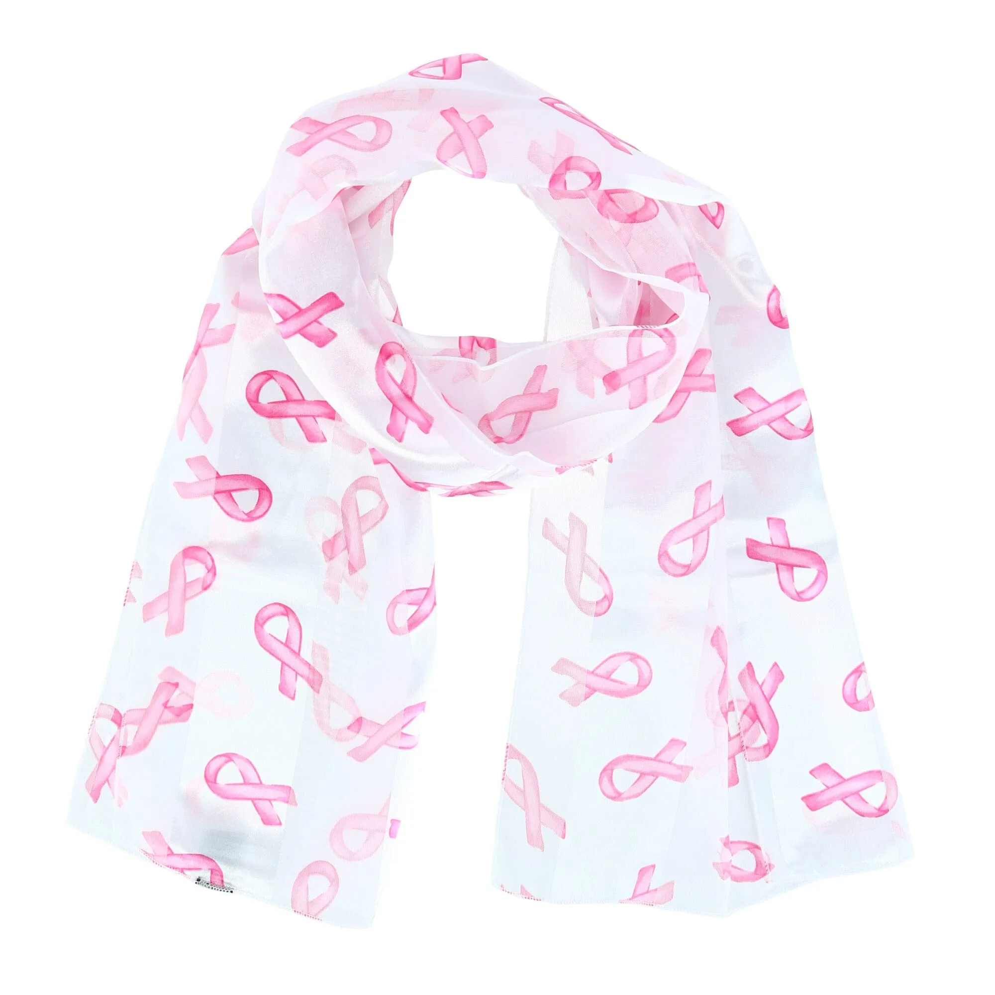 CTM® Women's Breast Cancer Ribbon Print Lightweight Scarf