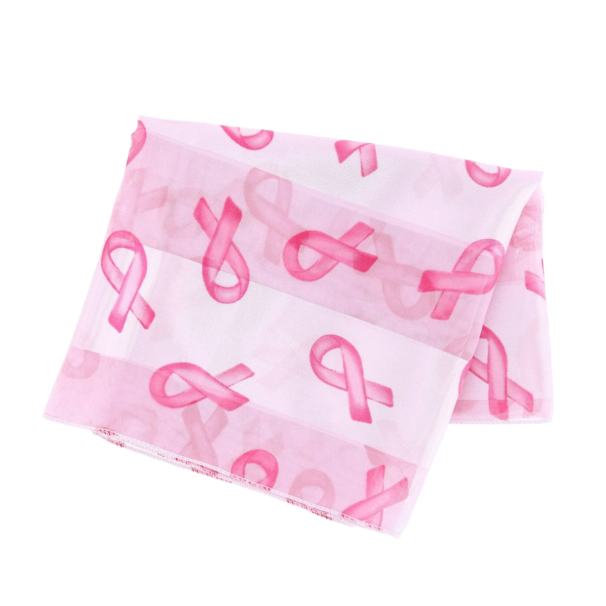 CTM® Women's Breast Cancer Ribbon Print Lightweight Scarf