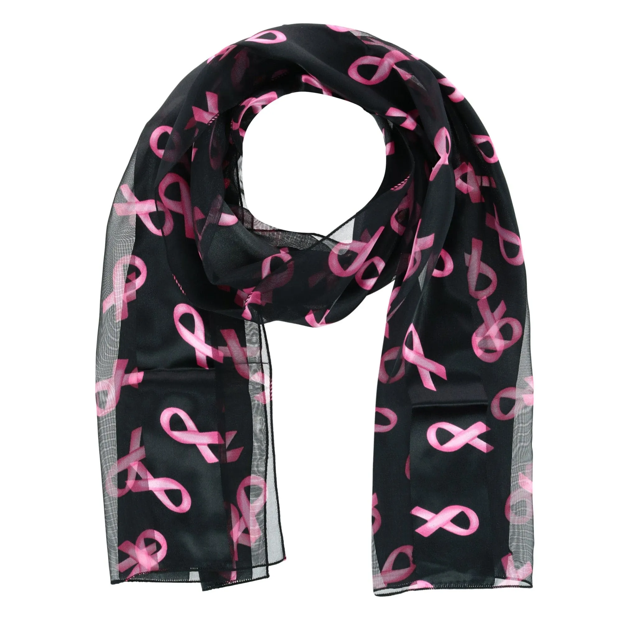 CTM® Women's Breast Cancer Ribbon Print Lightweight Scarf