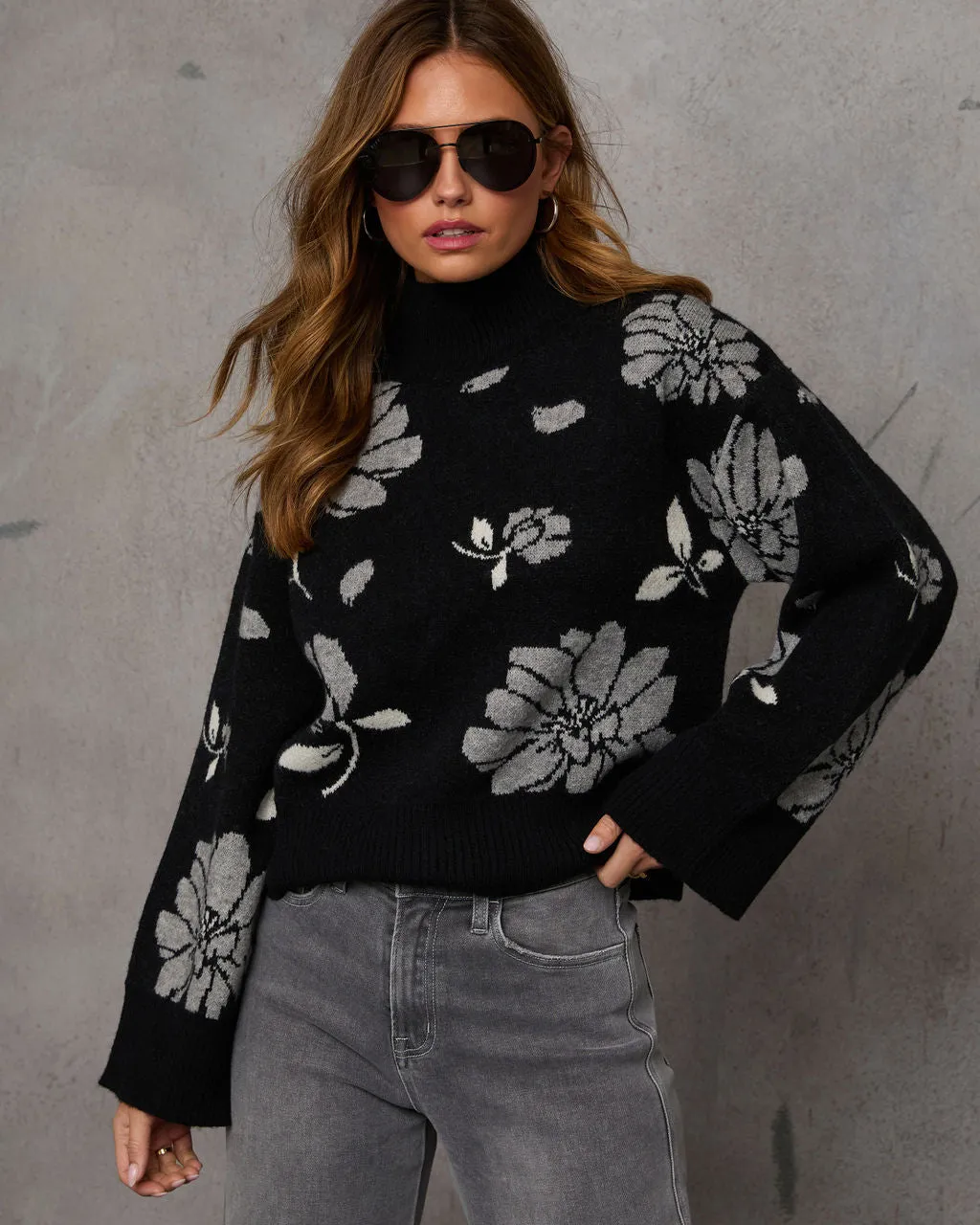 Daylen Floral Turtleneck Sweater