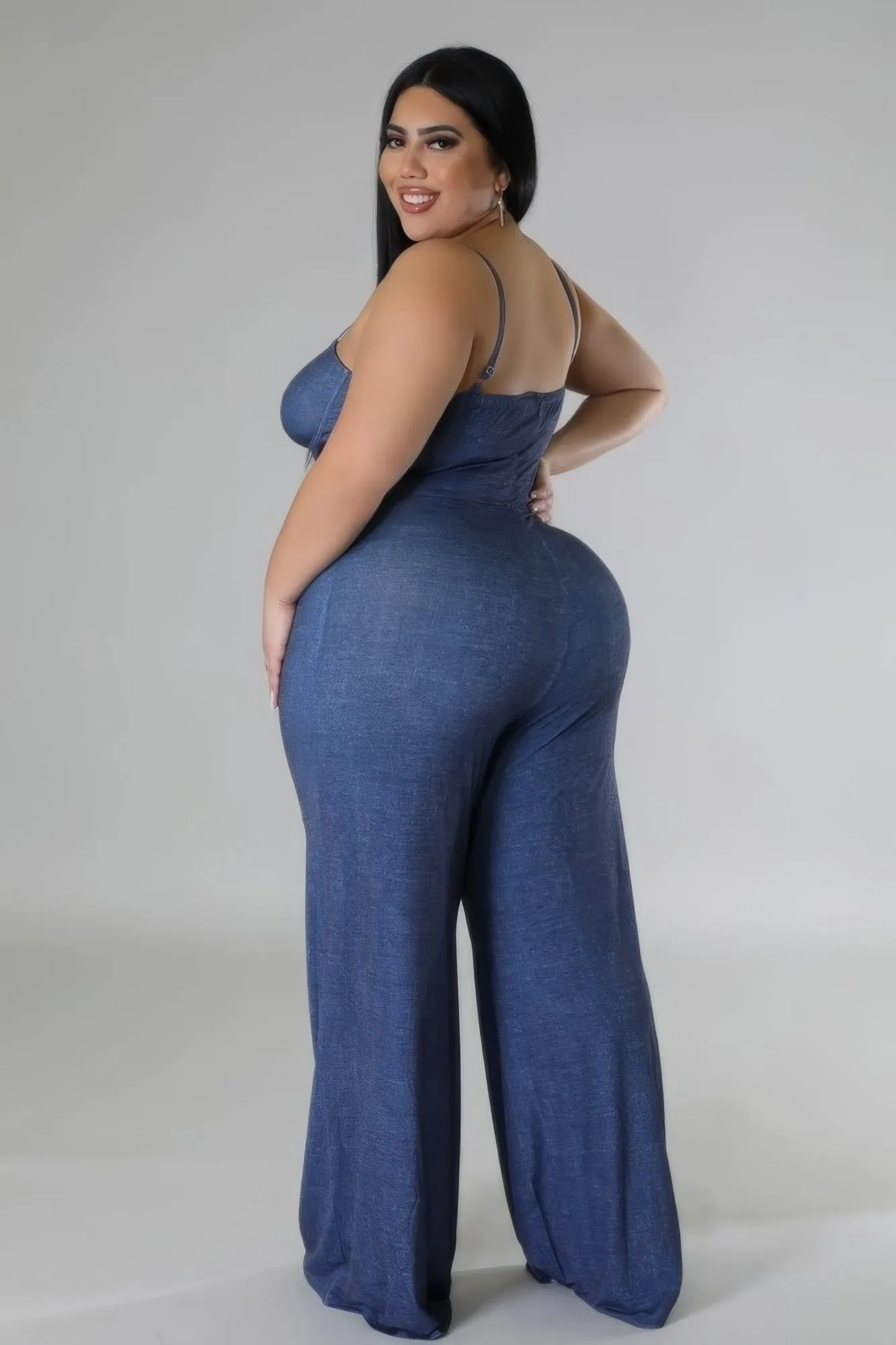 Denim City Slicker Wide Leg Stretch Jumpsuit