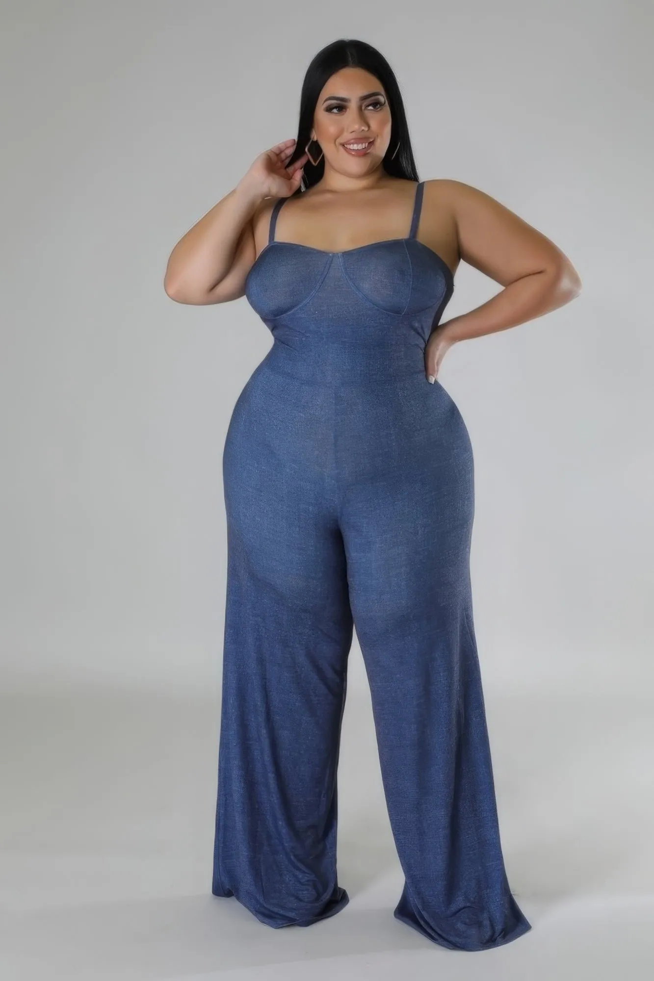 Denim City Slicker Wide Leg Stretch Jumpsuit