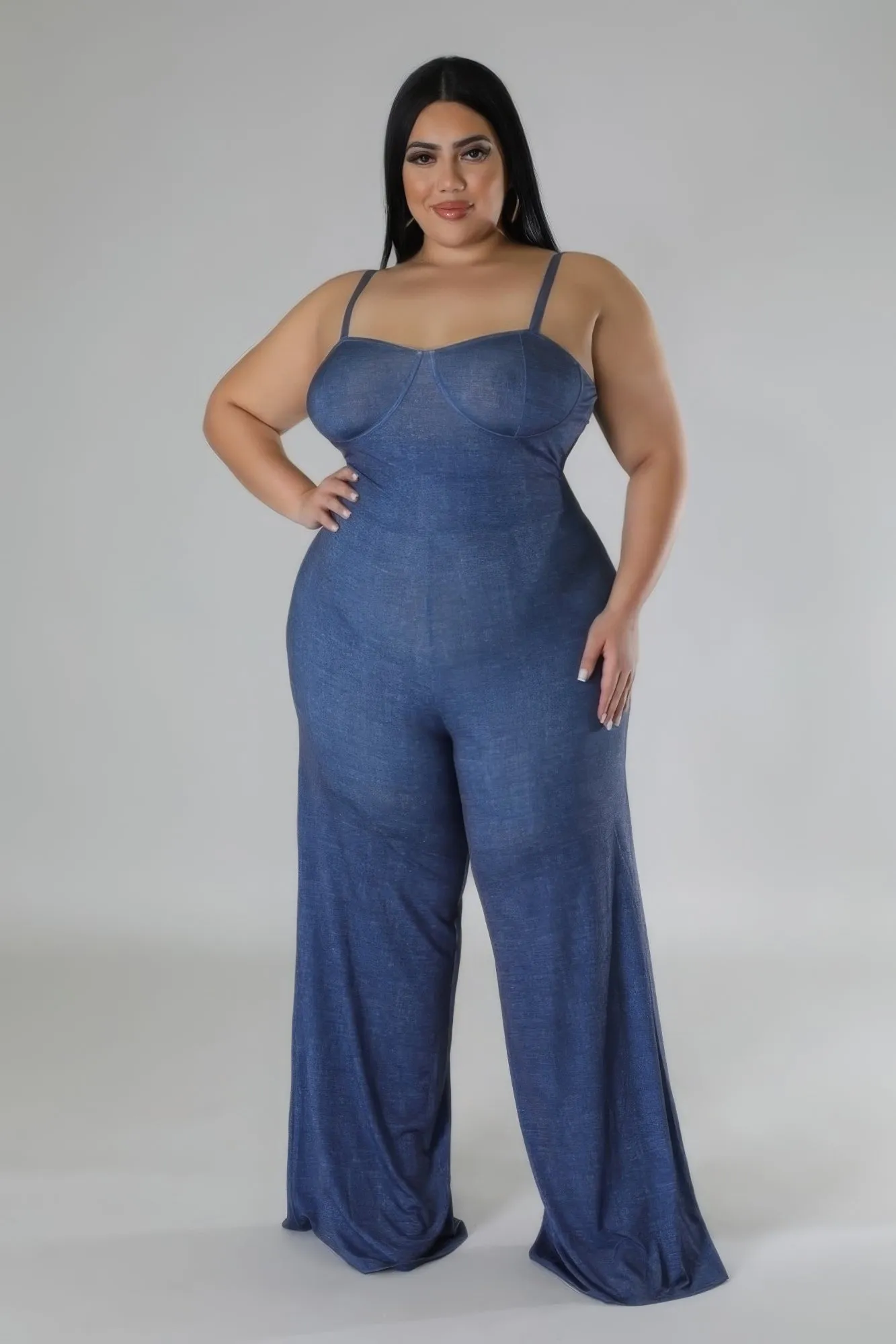 Denim City Slicker Wide Leg Stretch Jumpsuit