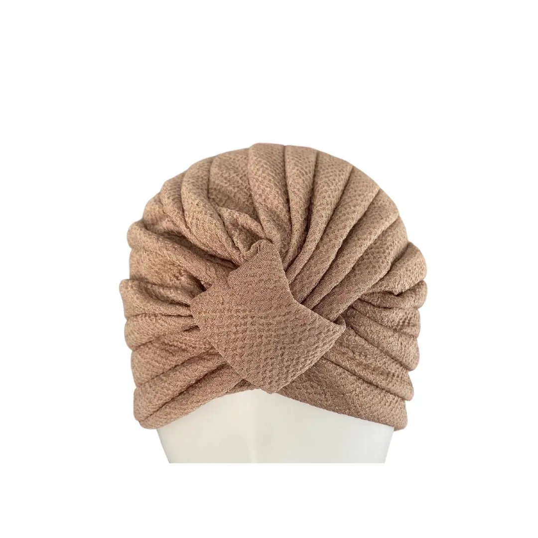 Diamond Knot Fabric Turban Hat Nude ONE SIZE