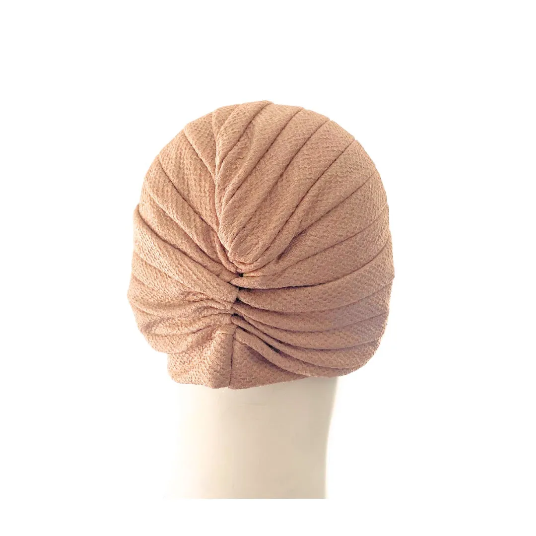 Diamond Knot Fabric Turban Hat Nude ONE SIZE