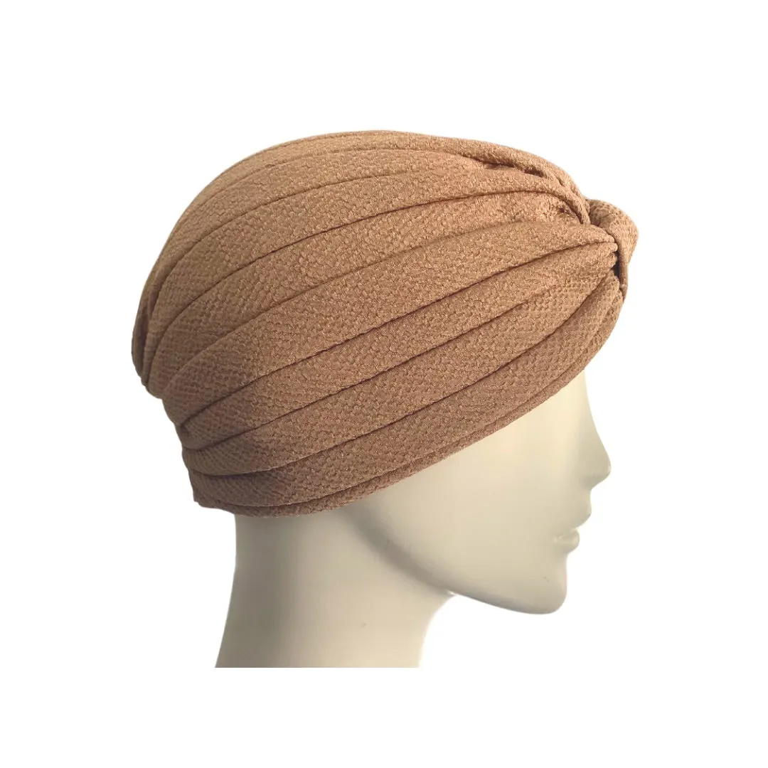 Diamond Knot Fabric Turban Hat Nude ONE SIZE