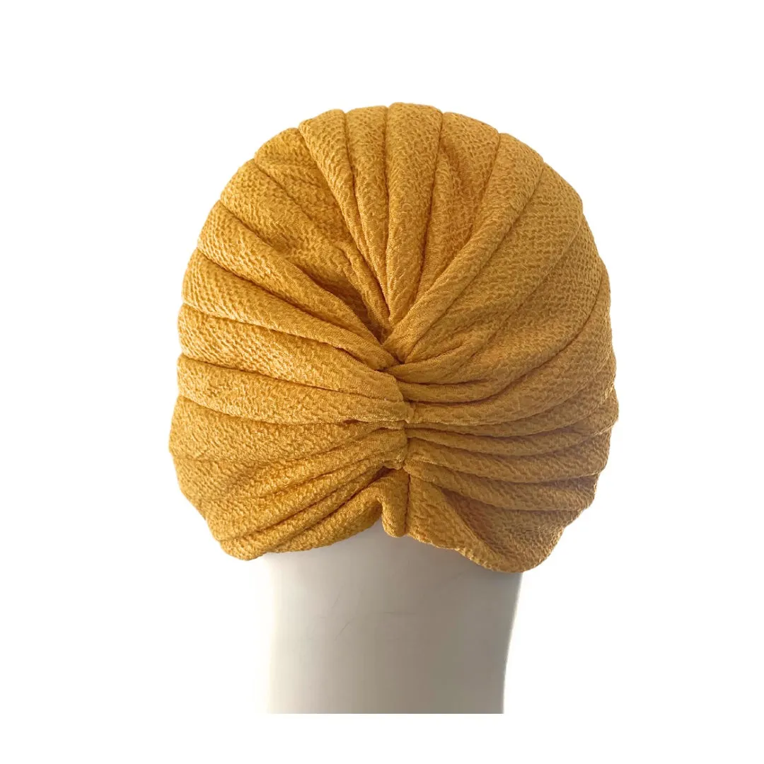 Diamond Knot Fabric Turban Hat Yellow ONE SIZE