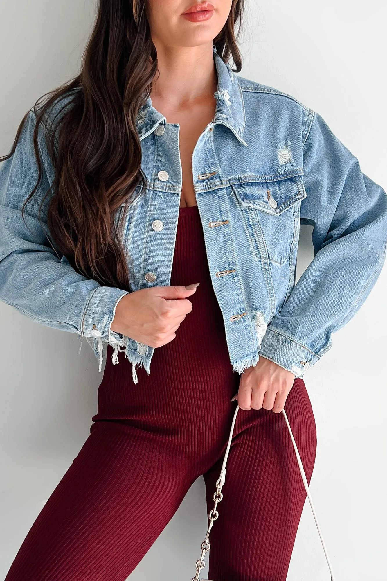 DOORBUSTER Cairo Distressed Denim Crop Jacket (Medium Denim)