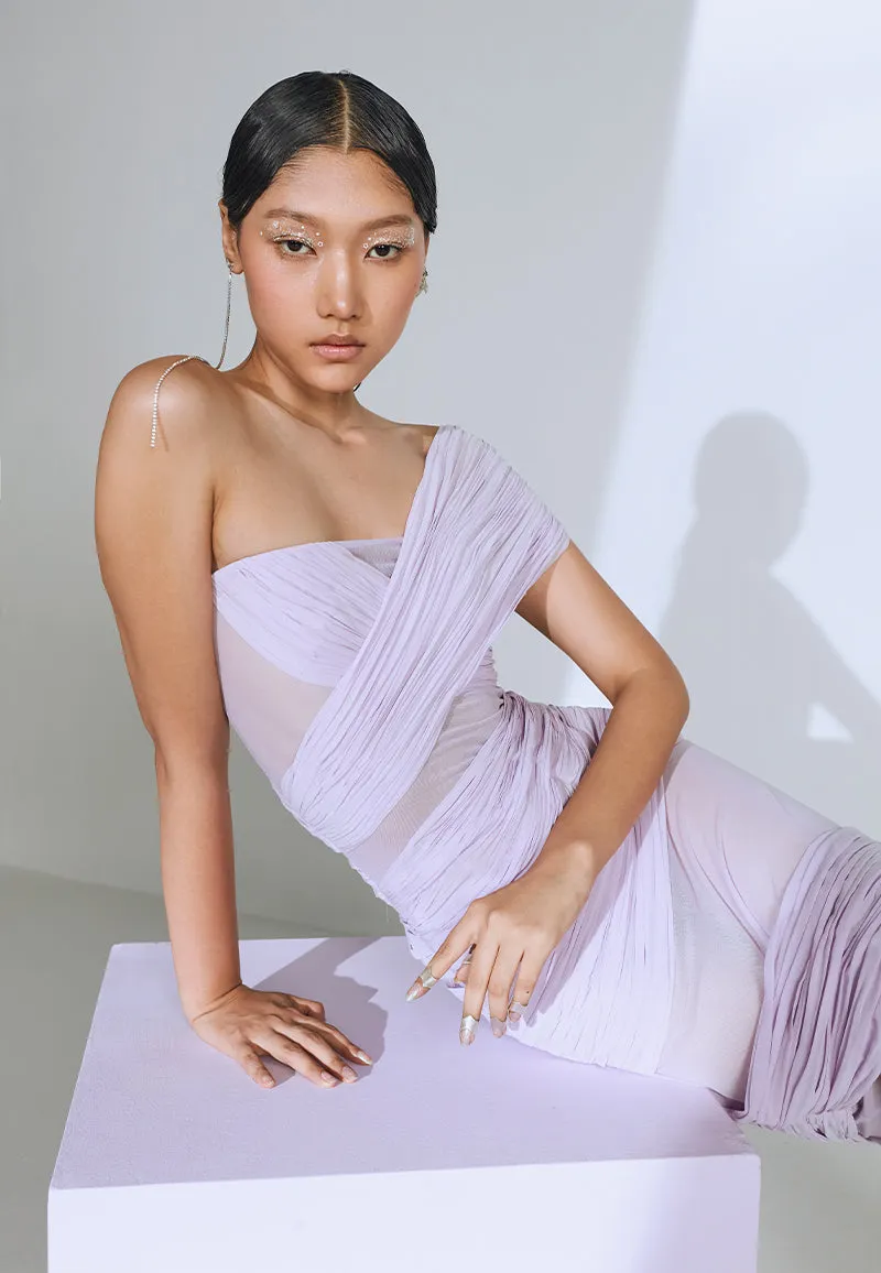 Draped Bodycon Dress in Lilac