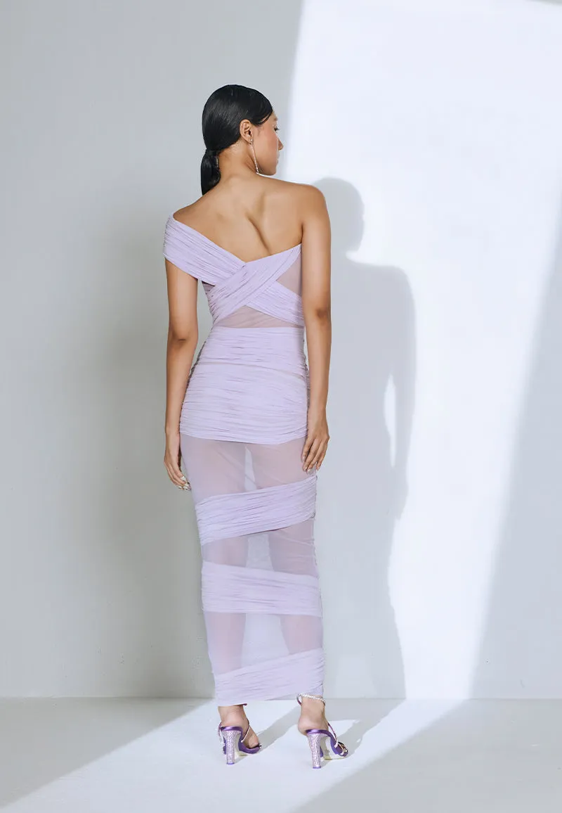 Draped Bodycon Dress in Lilac