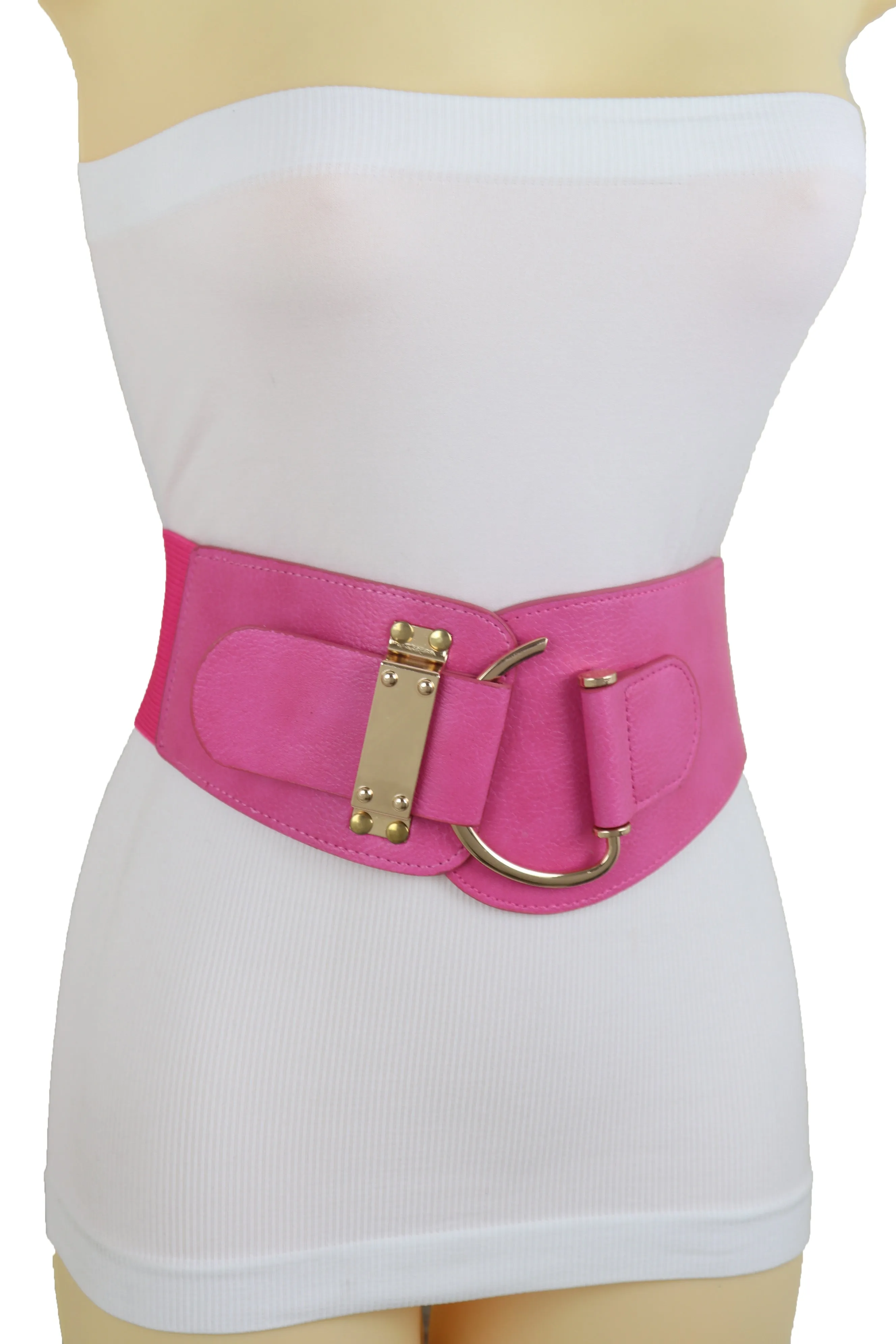 Elastic Wide Waisted Hook Buckle Belt