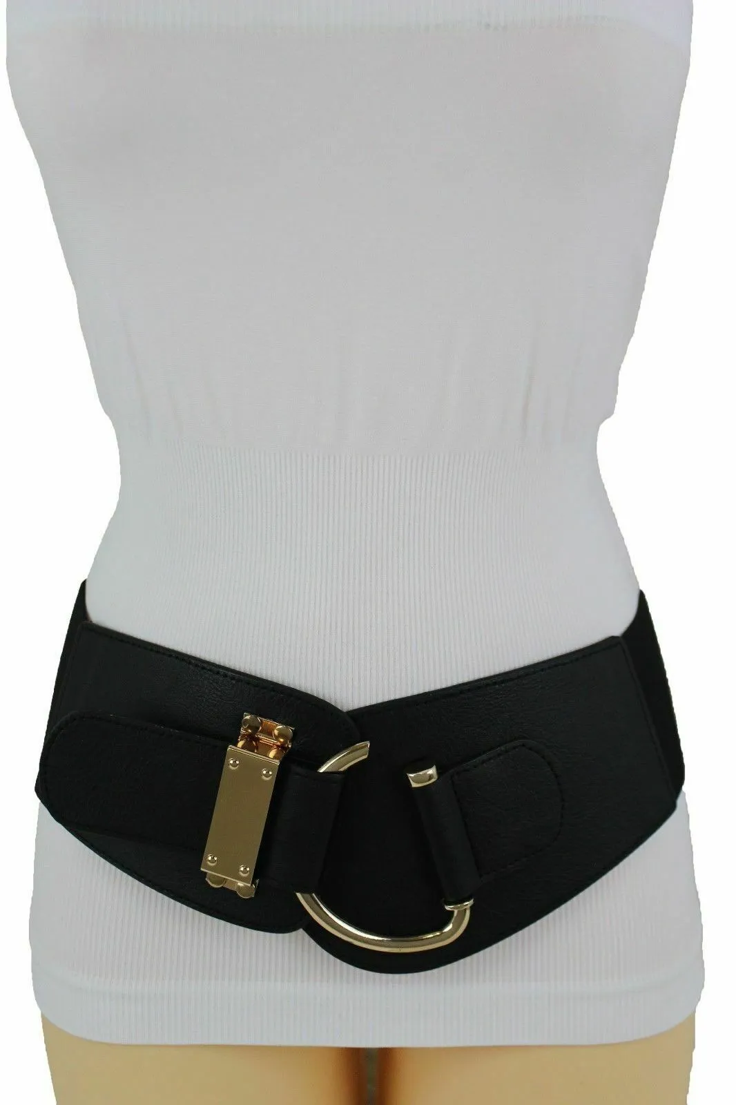 Elastic Wide Waisted Hook Buckle Belt