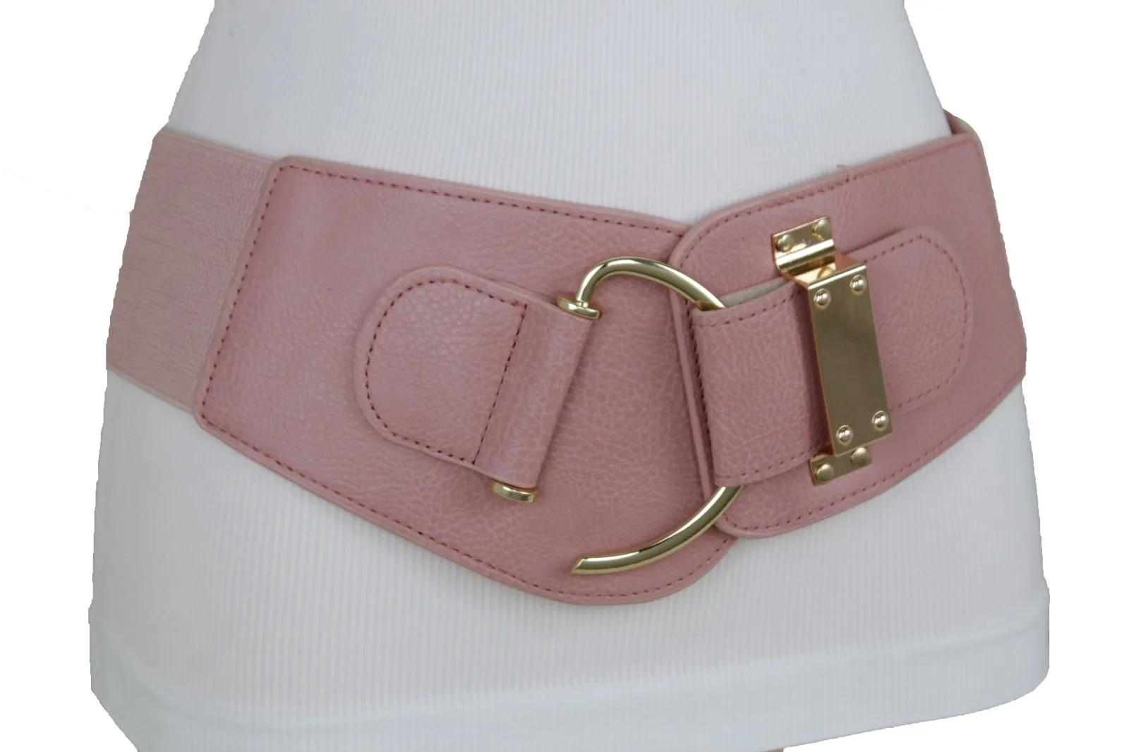 Elastic Wide Waisted Hook Buckle Belt