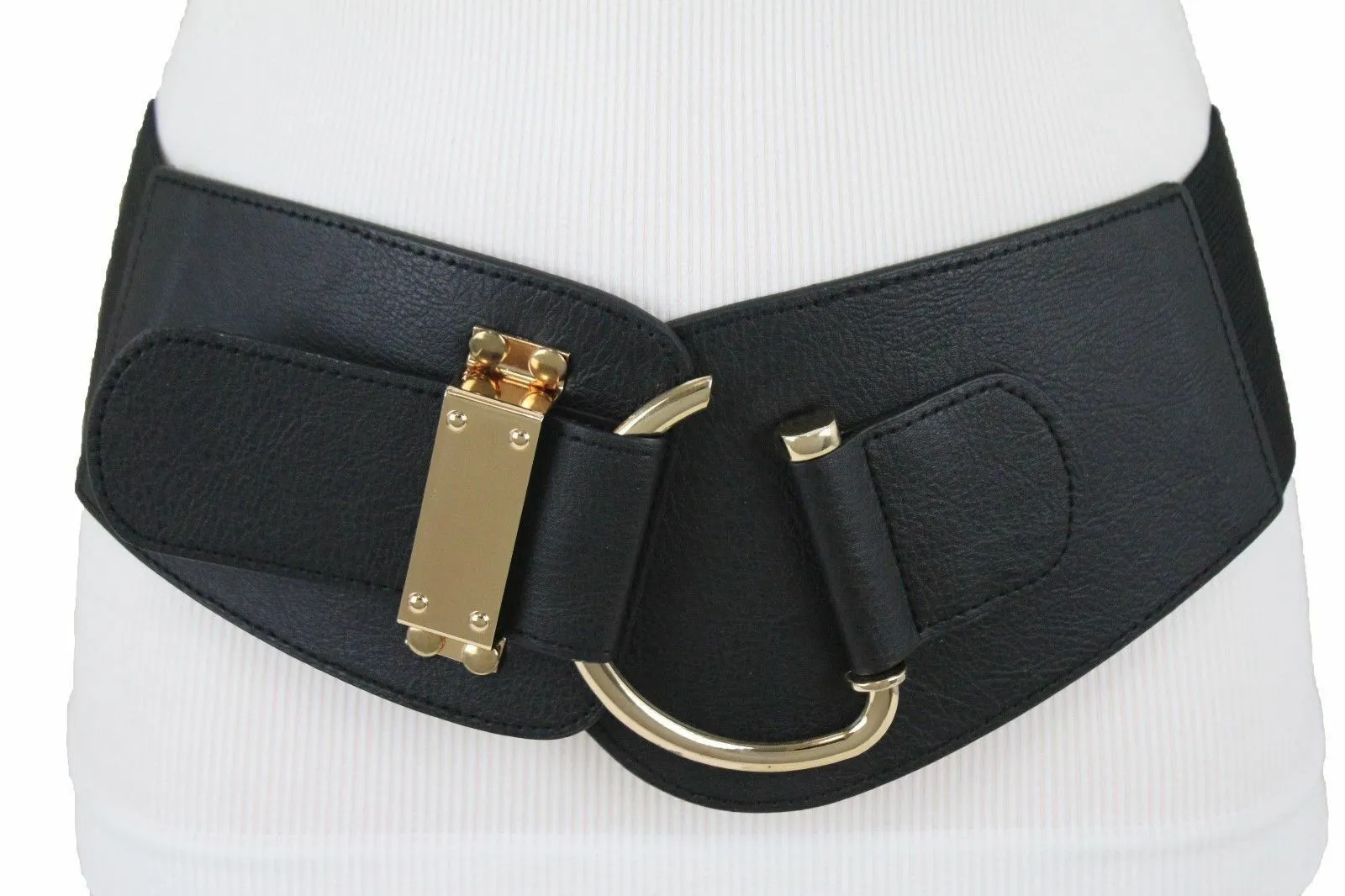 Elastic Wide Waisted Hook Buckle Belt