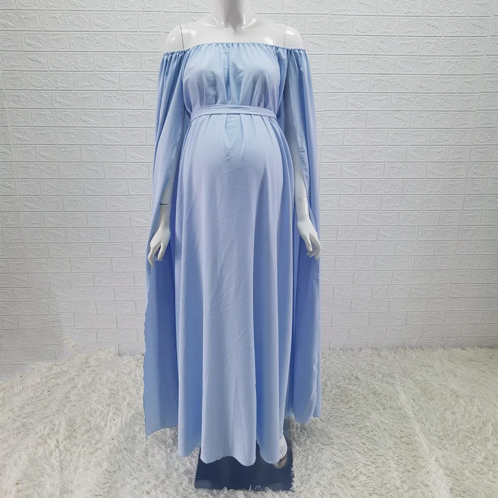 Elegant Maternity Photoshoot Cape Dress W1006