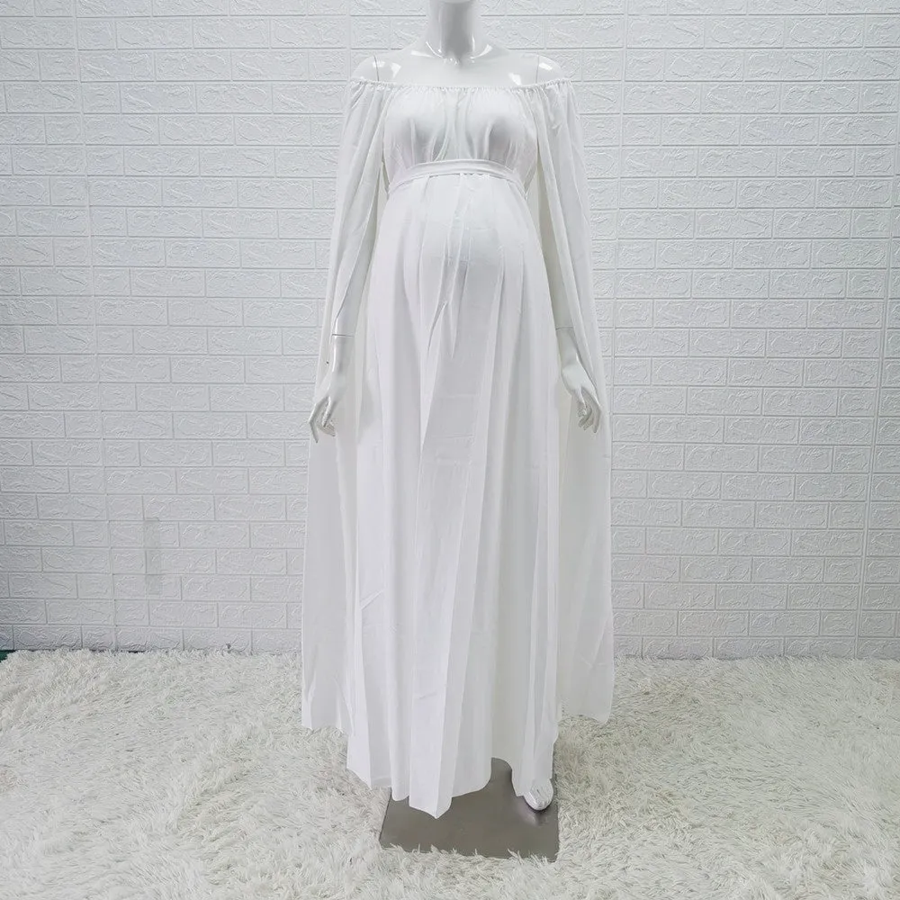 Elegant Maternity Photoshoot Cape Dress W1006