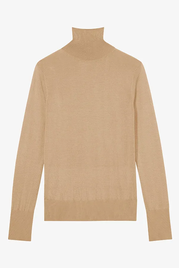 Elizabeth Turtleneck - Silk Jersey :: Camel