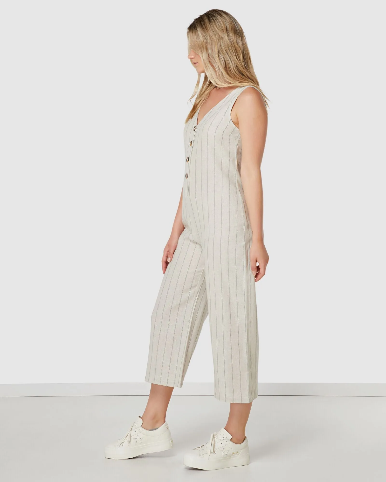 Elwood WOMENS MARLEY LINEN JUMPSUIT NATURAL STRIPE