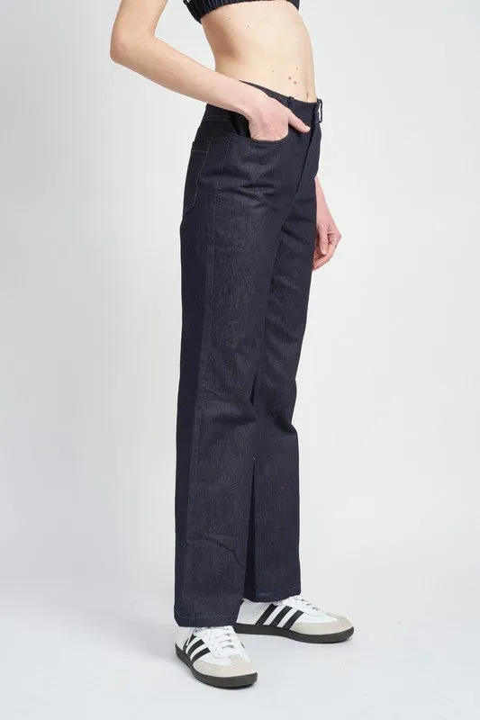 Emory Park HIGH WAIST SEMI FLARED DENIM PANTS