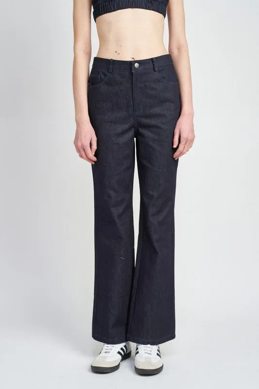 Emory Park HIGH WAIST SEMI FLARED DENIM PANTS