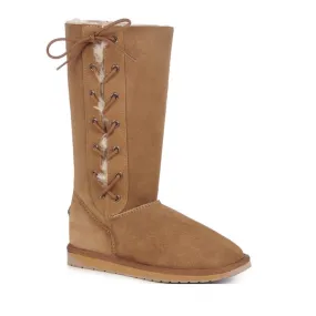 EMU Platinum Hi Lace Chestnut Tan Sheepskin Boot