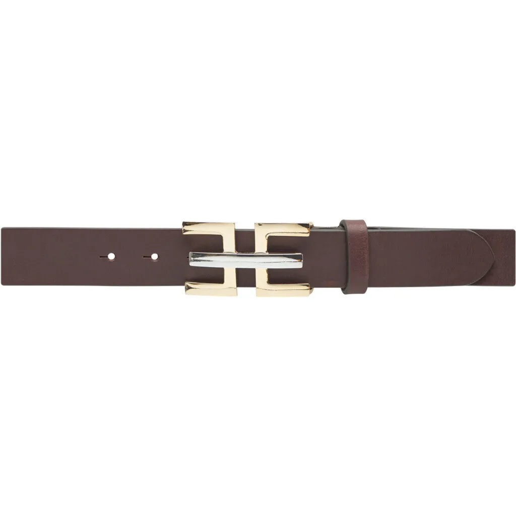 Exclusive and beautiful belt in soft leather / 14910 - Dark brown