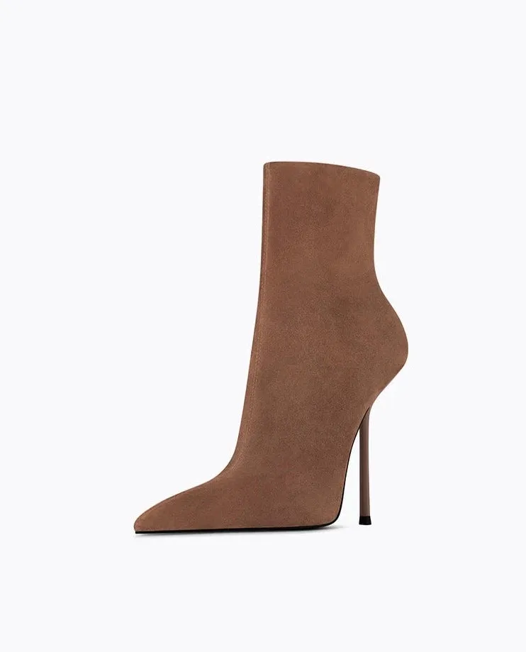 Fabfei Fall/Winter pointed toe suede stiletto heel boots - Maillard