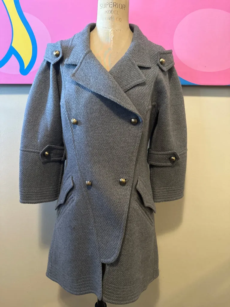 Fendi Size 40 Gray Wool Pea Coat